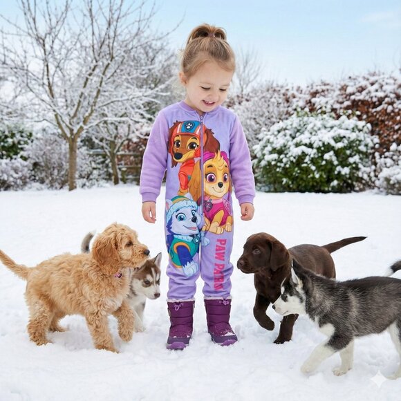 Paw Patrol Zip-Up Jumpsuit Pajamas – Skye Everest Rubble Character One-Piece - Picture 1 of 7